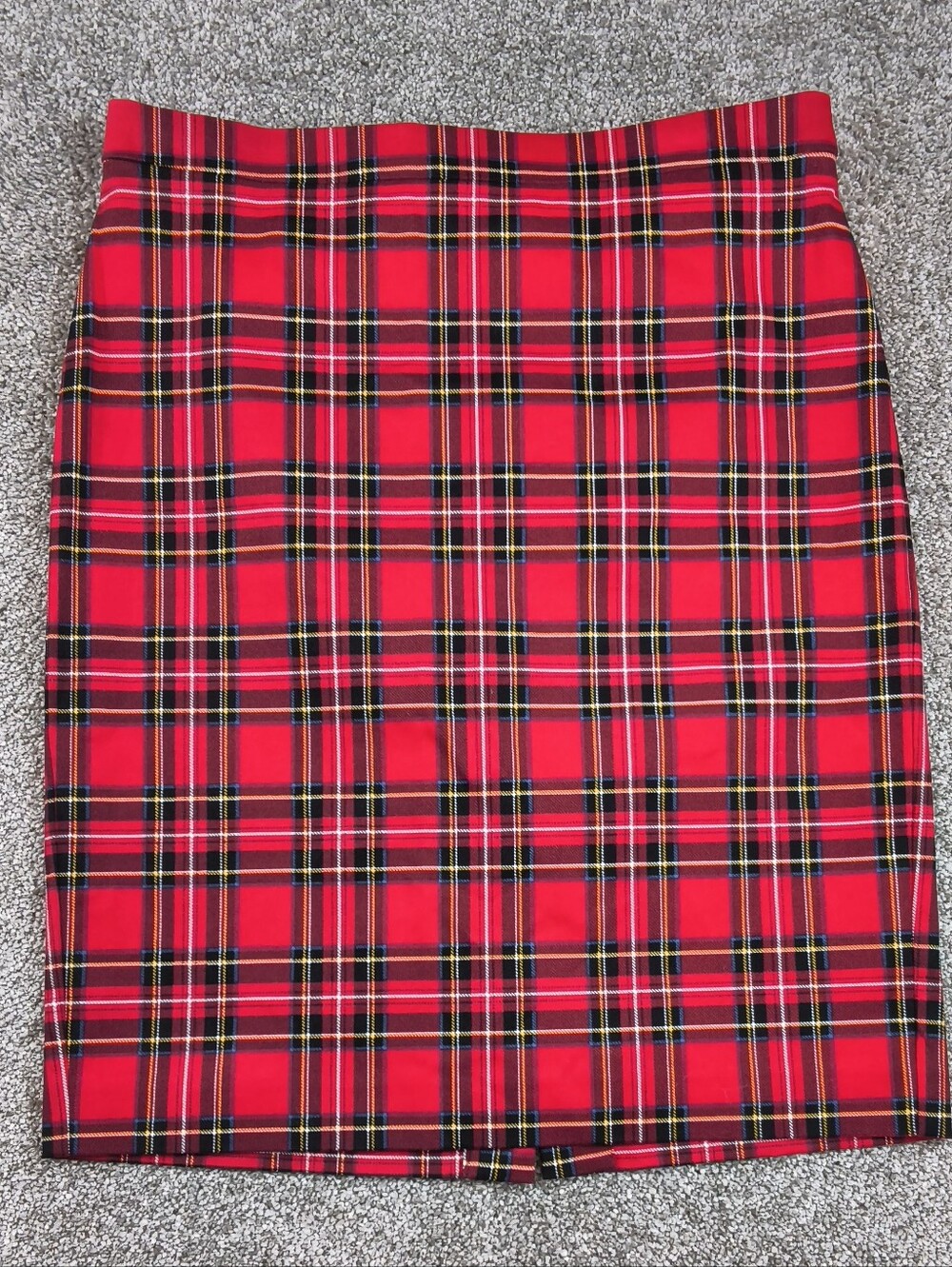 J Crew Tartan Plaid Red Pencil Skirt Size 6 Preppy Work Cotton Midi Knee Length